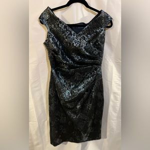 Ricki freeman for Terri John metallic midi dress size 12 sweetheart cut navy​